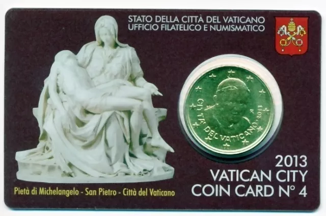 Vatikan offiz. Coincard - Coin Card 2013 Nr. 4 mit 50 Cent Papst Benedikt, Pieta