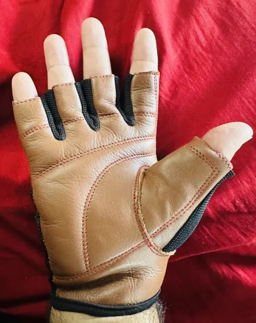 Fingerless 100% Genuine Leather Driving Chauffer Gloves Cycling Gloves (Medium)