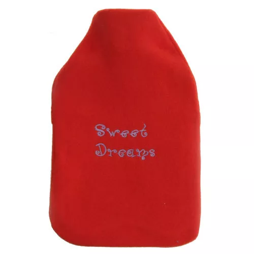 Bouillotte Avec Housse Caoutchouc Polaire Cosy Cadeau 2 Litre Rouge Doux Rêves