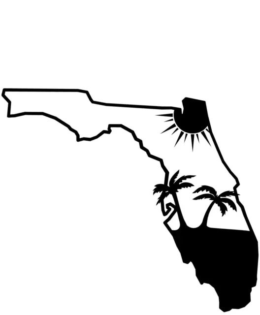 Vinyl Decal Truck Car Sticker Laptop - Florida State Waves palms Beach Sun Shine