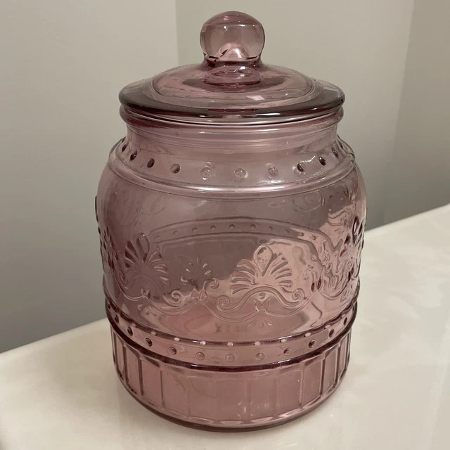 THE PIONEER WOMAN Adeline Glass Cookie Jar Canister Cottage Plum Purple