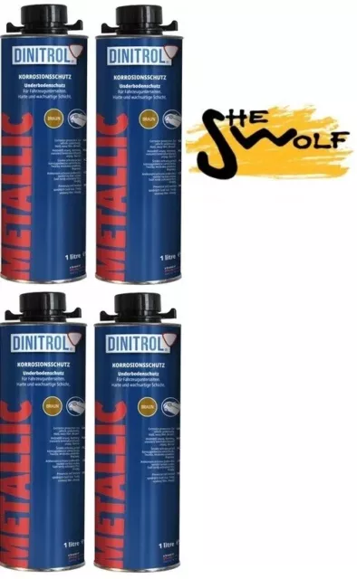 4x DINITROL Metallic Proffesional Underbody Chassis Rust Proofing Black Wax