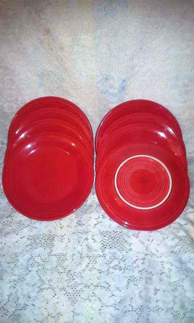 8 DINNER PLATES scarlet red HOMER LAUGHLIN FIESTA WARE 10.5" NEW