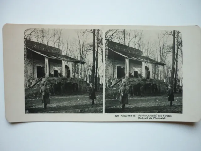 Stereobild NPG Krieg 1914 - 15 Nr. 120 Pavillon "Akadia" des Fürsten   Raumbild