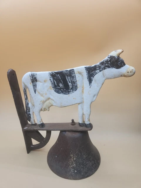 Vintage Wall Mount Farm Cow Dinner Bell Cast Iron Dairy Moo Farmer NO BELL INSID