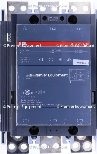 * Abb Af1250-30 Contactor 100-250Vac 50/60Hz 100-250Vdc 3Ph