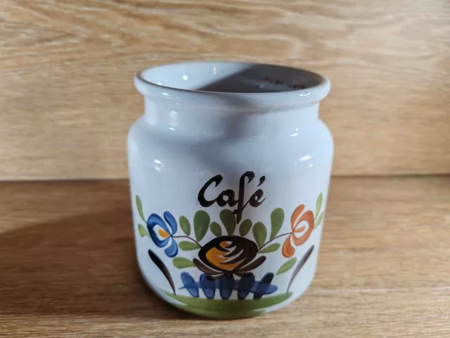 Lot pot café beurre sucre faïence de Desvres décor chaumière signé G.F Fait main 2