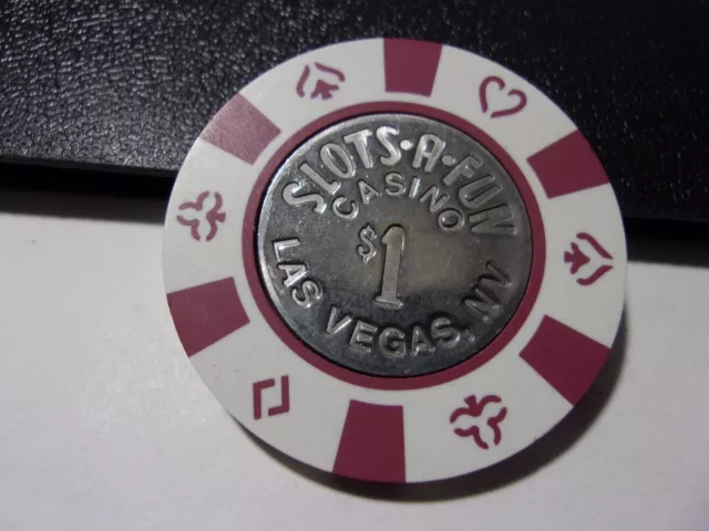 SLOTS-A-FUN CASINO $1 hotel casino gaming poker chip - Las Vegas, NV