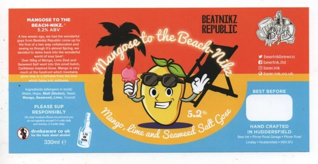 England - Beer Label - Beer Ink, Huddersfield - Mangose To The Beach-Nikz