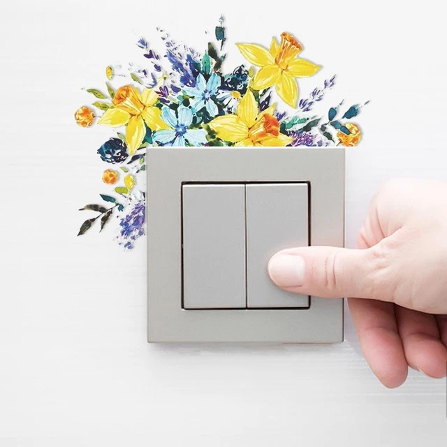 Long Lasting Wall Mural Flower Switch Wall Decorative V V0 Sticker T3R3