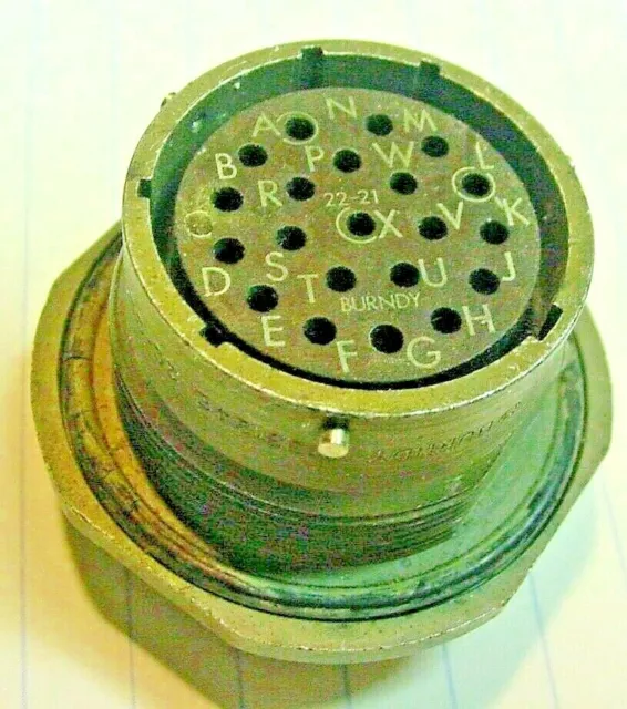 NOS Military 21 Pin Burndy Female Plug Connector Shell MS3124E 22-21SX, No Pins