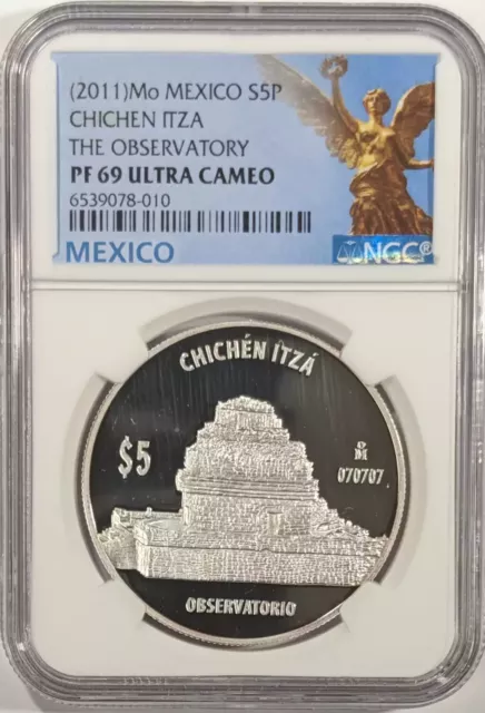 2011 Mexico Chichen Itza The Observatory 1 oz Silver Proof Coin - NGC PF69 Ultra