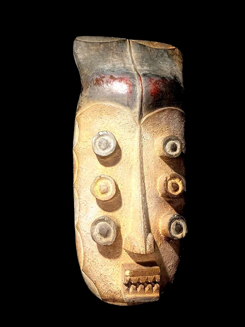 African Tribal Face Mask Wood Hand Carved Vintage Wall Hanging Grebo Kru-5732 2