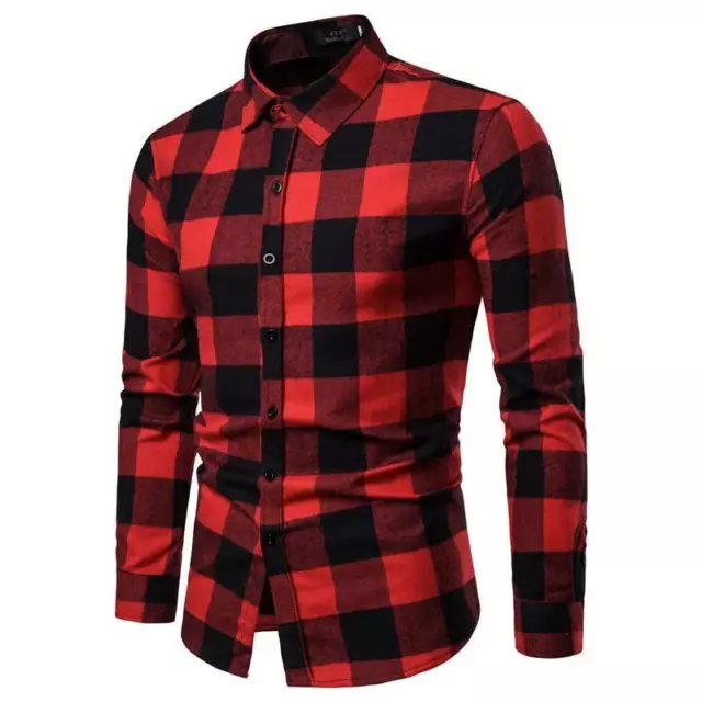CAMISAS DE MANGA Larga a Cuadros Para Hombre Camisa De Vestir De Negocios Cami 25.29 PicClick