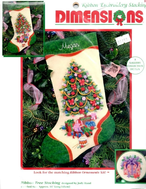 CHRISTMAS TREE WITH Ribbons - Stocking ~ Dimensions Embroidery KIT ...