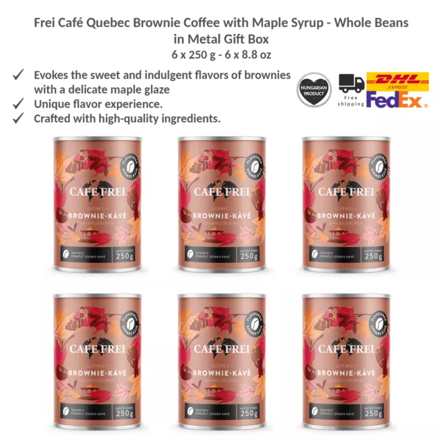 Cafe Frei Roasted Arabica Coffee Beans, Brownie Coffee Flavor Maple Syrup 250gx6