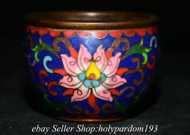 3" Marked Old Chinese Purple Bronze Enamel Cloisonne Flower Jar Pot