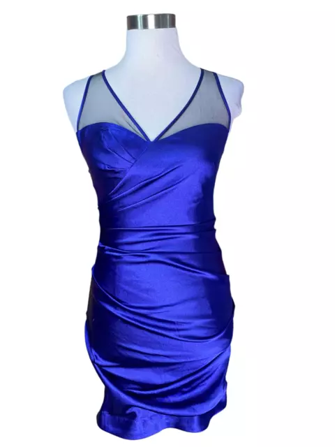 Hailey Logan Adrianna Papell Womens Purple Ruched Sleeveless Illusion Mini Dress