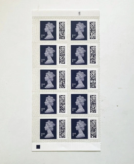 ROYAL MAIL 1ST Class Stamps with barcodes New/Unused Sheet of 10
