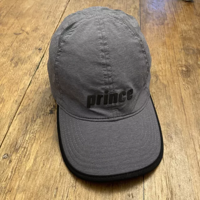 Prince Medium/Large Fitted Black Gray Tennis Hat Cap Vented Performance Quik Dry