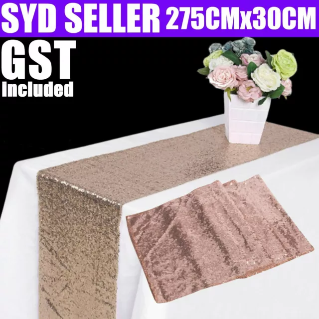 275cm Champagne Sequin Table Runners Cloth Wedding Party Tablecover Tablecloths