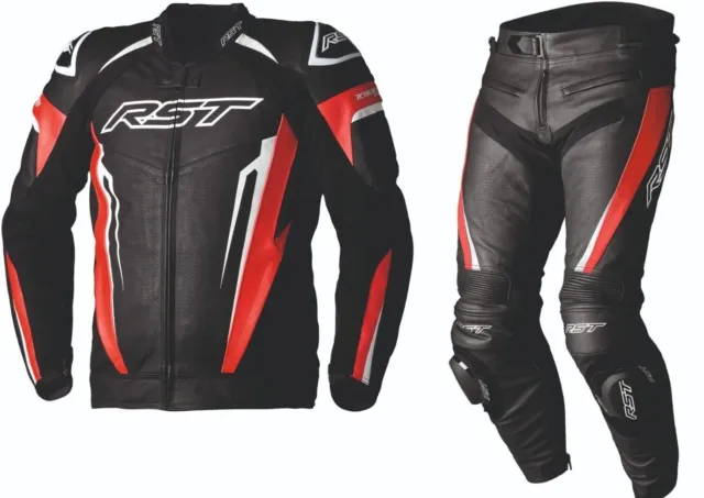 RST Tractech Evo 5 Motorrad SPORTS Ce Leder Jacke /Hose 2PC Rot/Schwarz