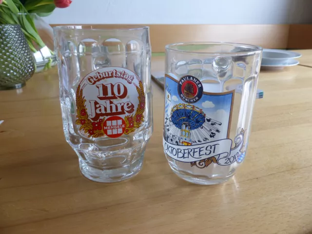 2 schöne BierKrüge aus Glas - 110 Jahre Mengele  und paulaner Oktoberfest