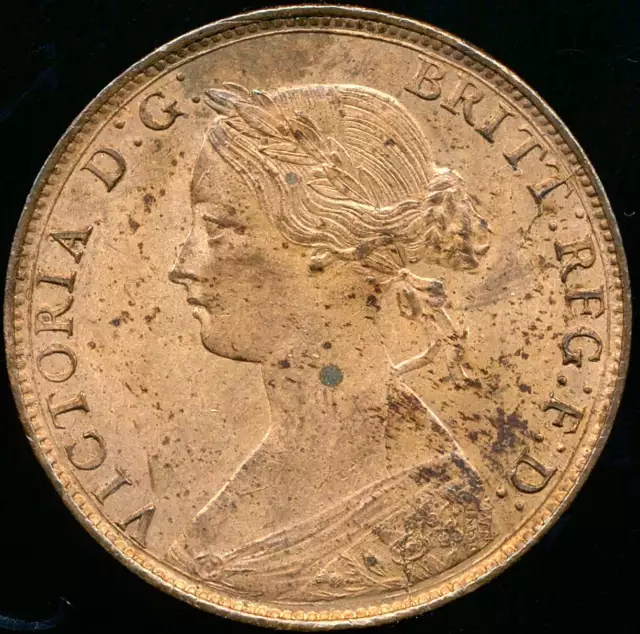 1861 Halfpenny F276 Obv 6 Rev E Very rare (R13) AUNC/EF