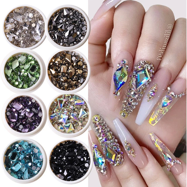 Coloré Strass Ongles Bijoux Acrylique Décor 3D Ongle Gem Ab Arrière Plat Cristal