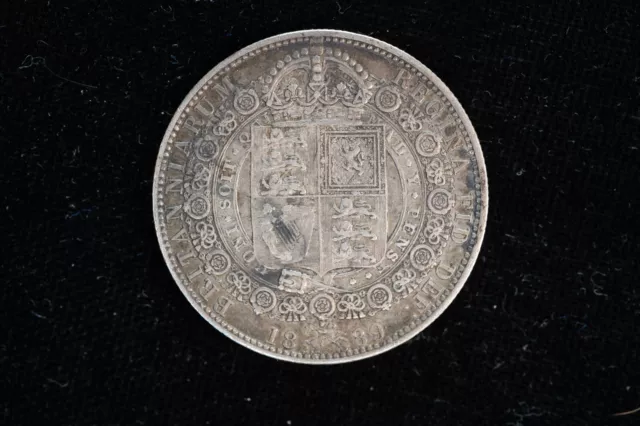 Very Rare 1889 Great Britain Silver Half Crown in Excellent Condition! Nice Find