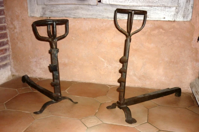 ANCIEN CHENET FER forgé landier gothique XVII ème 17th Haute Epoque ...