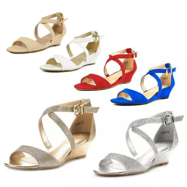 DREAM PAIRS Womens Ankle Strap Low Wedge Sandals Open Toe Summer Dress Shoes