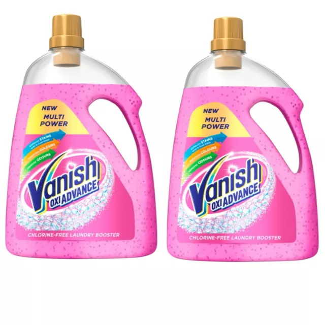 2 x Vanish Gold Oxi Action Gel Stain Remover Fabric Clothes Colour Safe 2250ml