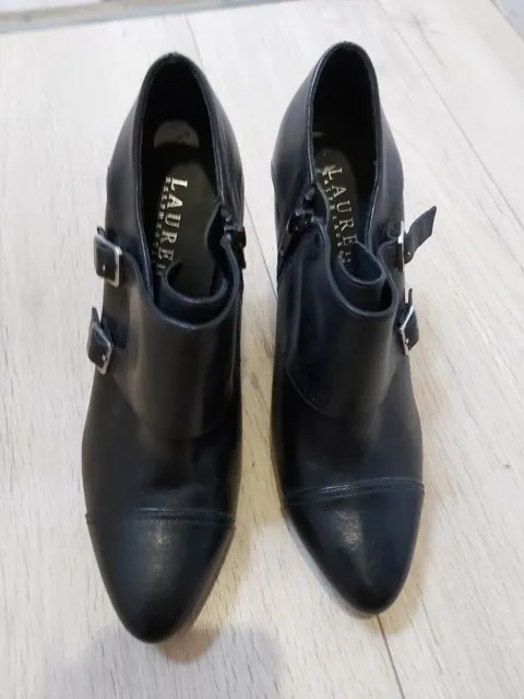Bottines boots femme pointure 38 "Ralph Lauren", cuir noir, TTBE