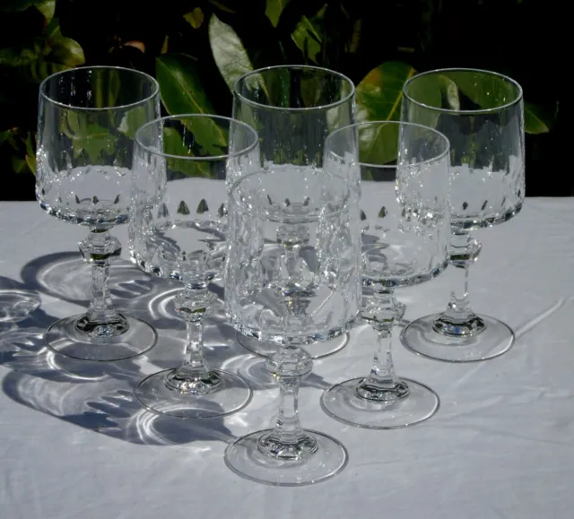 Service de 6 verres à vin blanc en cristal d'Arques, modèle Vendôme taille Lance