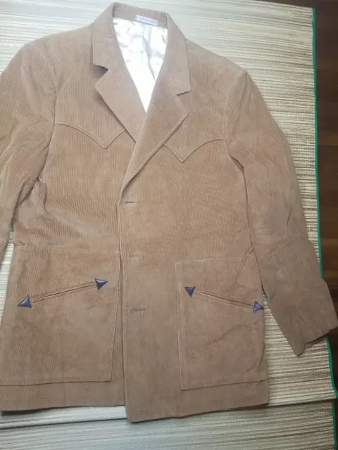 Vintage PIONEER WEAR Men's Medium Brown Corduroy & Leather Blazer Jacket Suit