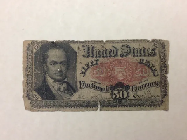 ~Us Fractional Currency 50 Fifty Cents Fifth 5Th Issue - Crawford -Free Shipping