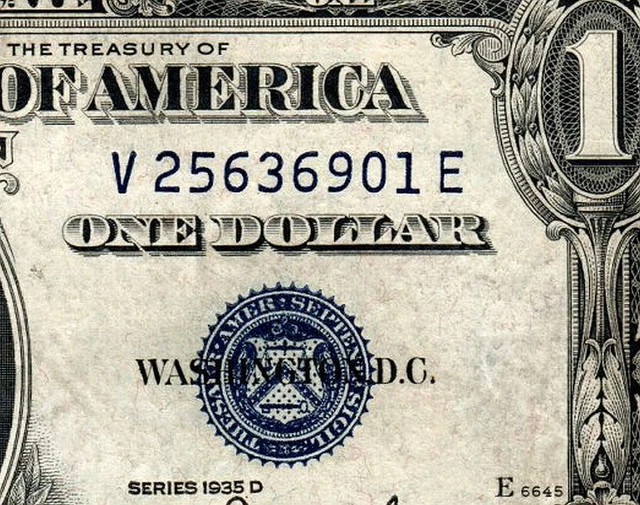 FR. 1613 N $1 1935-D Silver Certificate V-E Block Narrow NICE GRADE Better Block