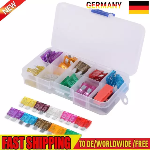 50pcs Assorted Medium Size Car Fuses Automotive Blade Fuse with Plastic Box+Clip