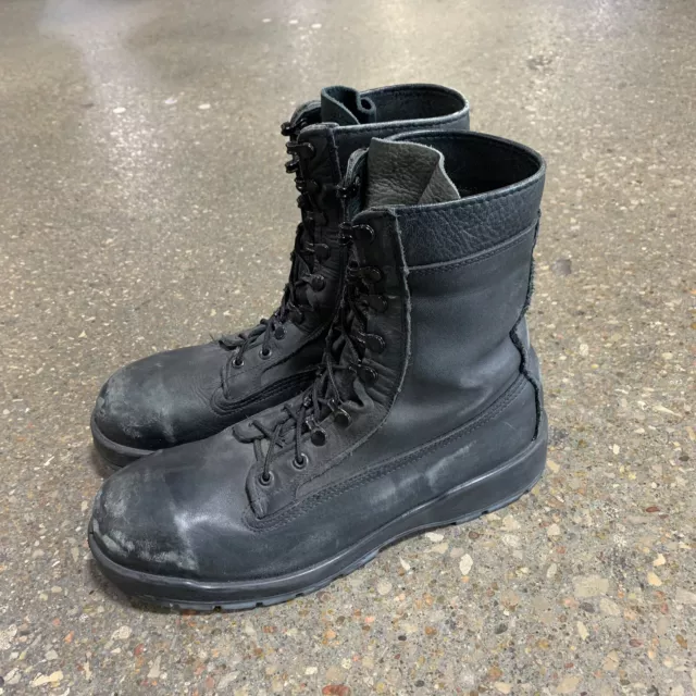 BELLEVILLE 360ST STEEL Toe Vibram Combat Boots Black Leather Mens Size ...