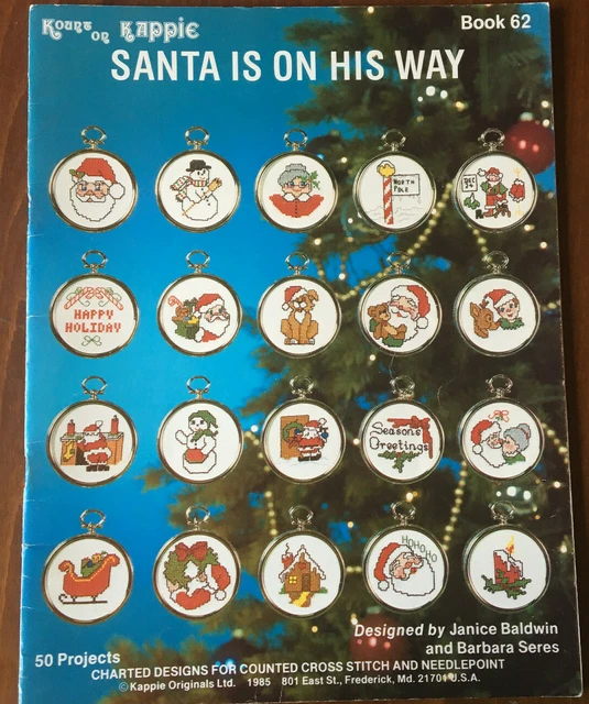 Der Weihnachtsmann ist unterwegs KREUZSTICHKARTE Heft 50 Weihnachtsdesigns Elfenbuch 62