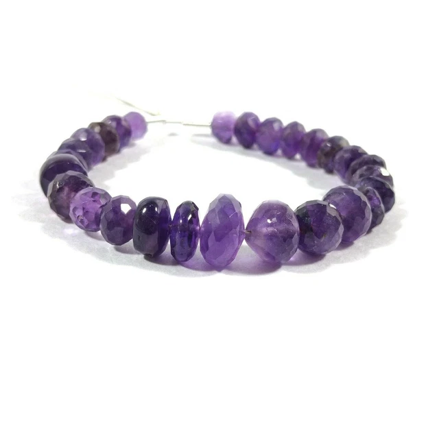 Perles en forme de rondelles à facettes taillées en améthyste violette...