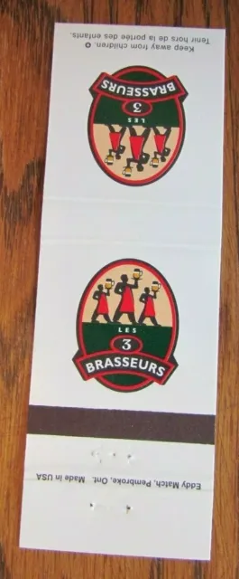 3 Brasseurs Brewery Brew Pubs Matchbook Matchcover (Montreal, Quebec) -E1 3