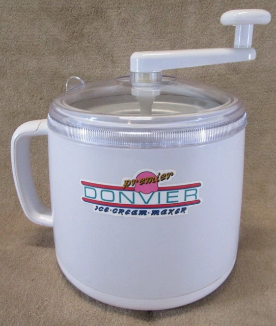 VINTAGE DONVIER PREMIER White Ice Cream Maker 1 Quart Hand Crank 17.99