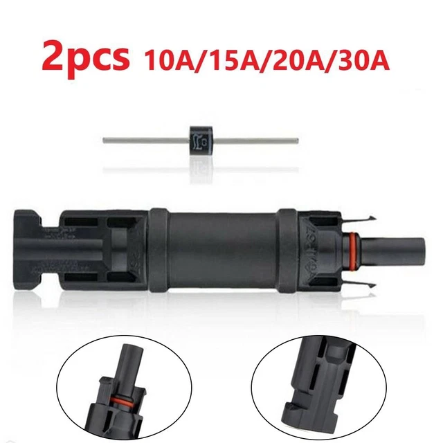 2x Solar Panel Cable Blocking PV Diode Waterproof Connector Compatible Part