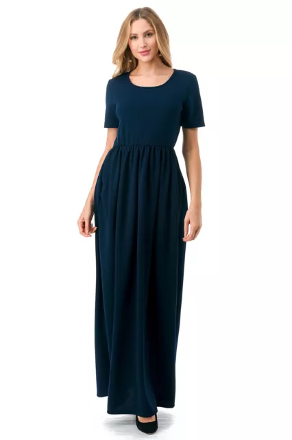 Bella Victoria Boutique NWT Women's Maxi Solid Dress with Pockets