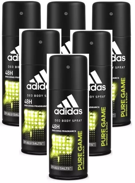 6 desodorantes para hombre Adidas 48H aerosol 150 ml - juego puro