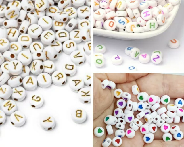 Alphabet Letter Mixed Color Beads Assorted Acrylic Bead Flat Round For Jewellery