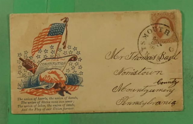 DR WHO 1860S CIVIL WAR PATRIOTIC CACHETPORTSMOUTH OH TO NORRISTOWN PA j93557