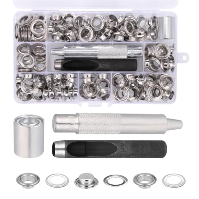 120 Sets Grommets Eyelets Kits with Hole Punch Tool Fabric Eyelet Punch Tool Set